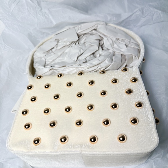 Anthropologie Studded Velvet Shoulder Bag in White NWT - Picture 8 of 14